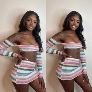 Colorful Striped Two-Piece Set